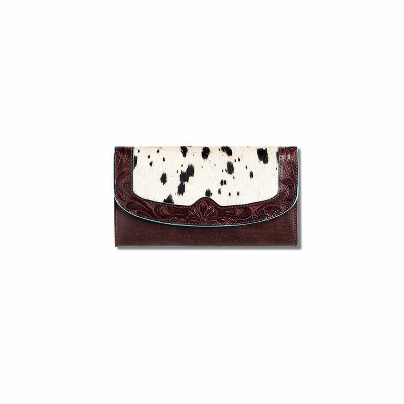 Ariat Western Wallet Womens Willa Calf Hair Magnetic Brown A770013002 - 4 1/4 x 7 1/2 x 1