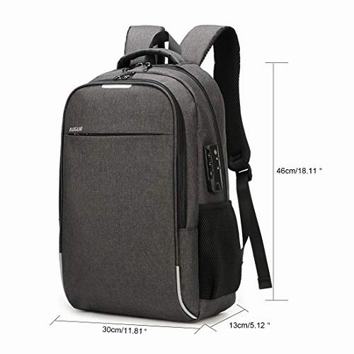 AUGUR Business Laptop Backpack, Anti Theft Slim Travel Computer Backpack with USB Charging Port,