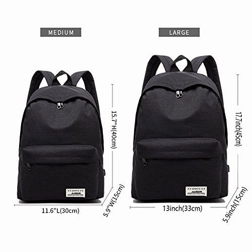 Augur Casual Laptop Backpack Light-Weight Classic Bookbag Rucksack for Travel, Black
