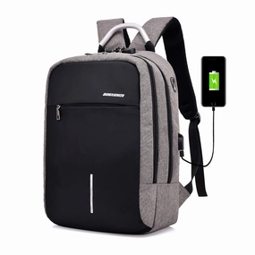 Backpack male USB charging backpack 14 inch computer bag business commuter password lock backpack big middle school students bag