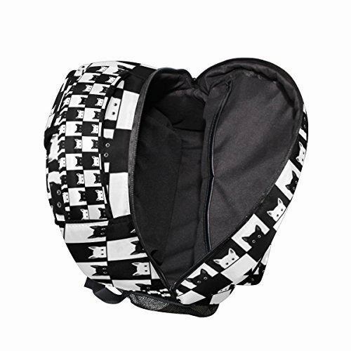 Backpack Travel Black White Cat School Bookbags Shoulder Laptop Daypack College Bag for Womens Mens