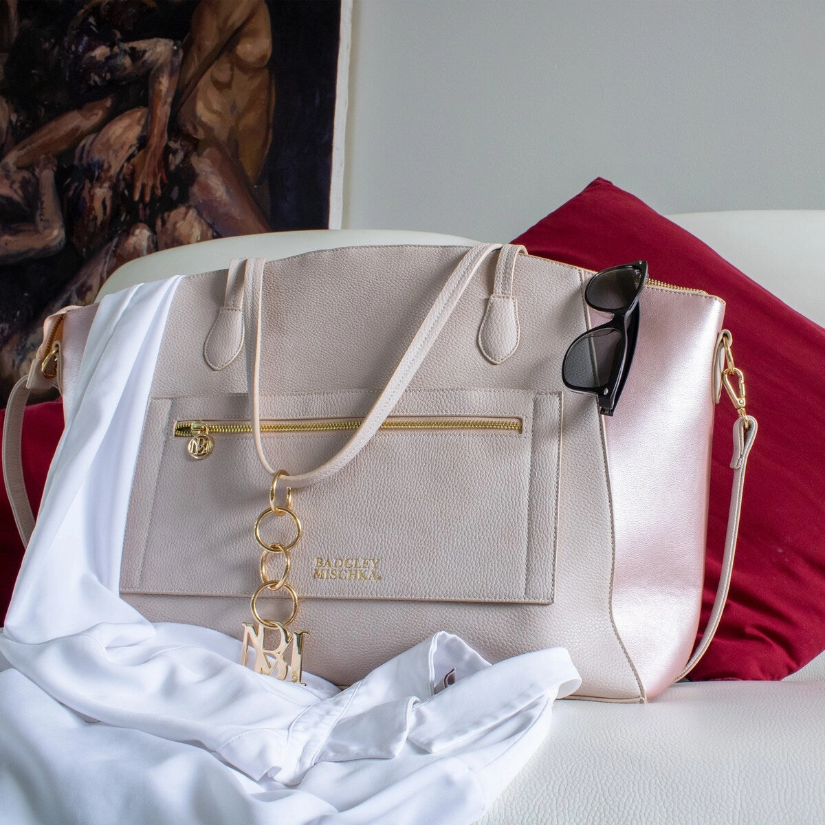 BADGLEY MISCHKA Caroline Vegan Leather Tote Weekender Travel Bag