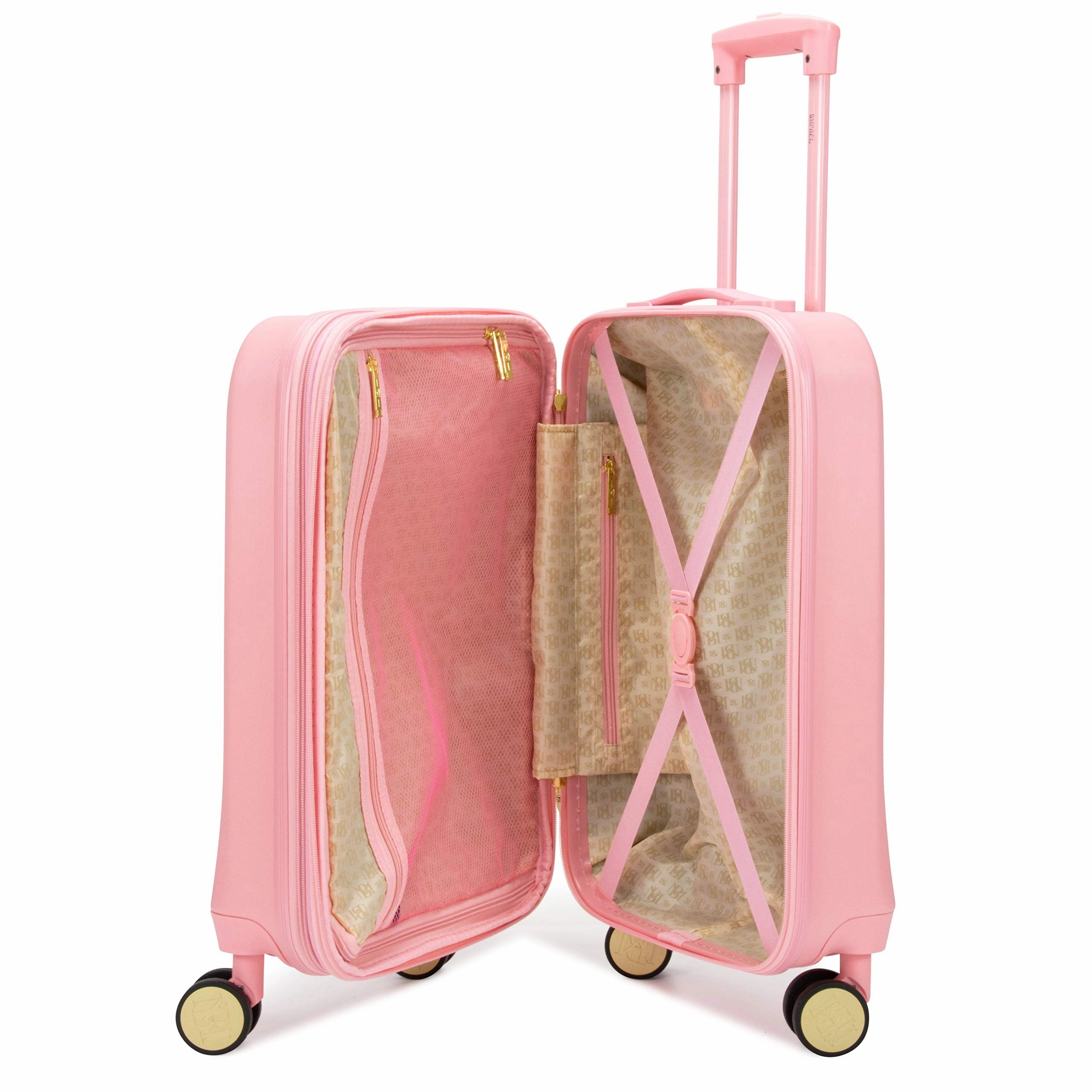 Badgley Mischka Diamond Hard Expandable Spinner Carry-on Suitcase (Pink)