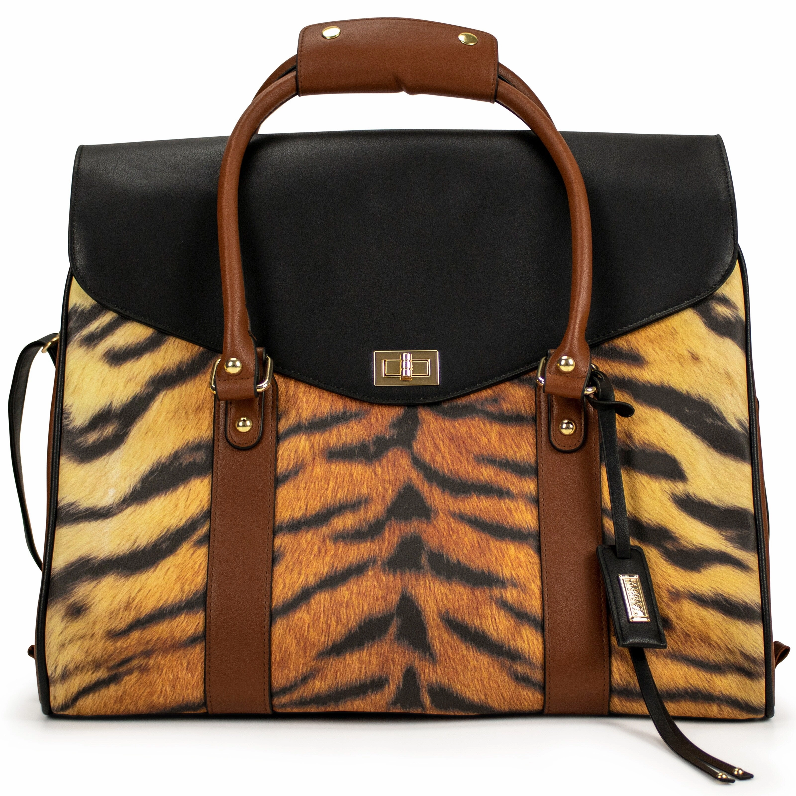 Badgley Mischka Leopard Vegan Leather Weekender Tote Bag