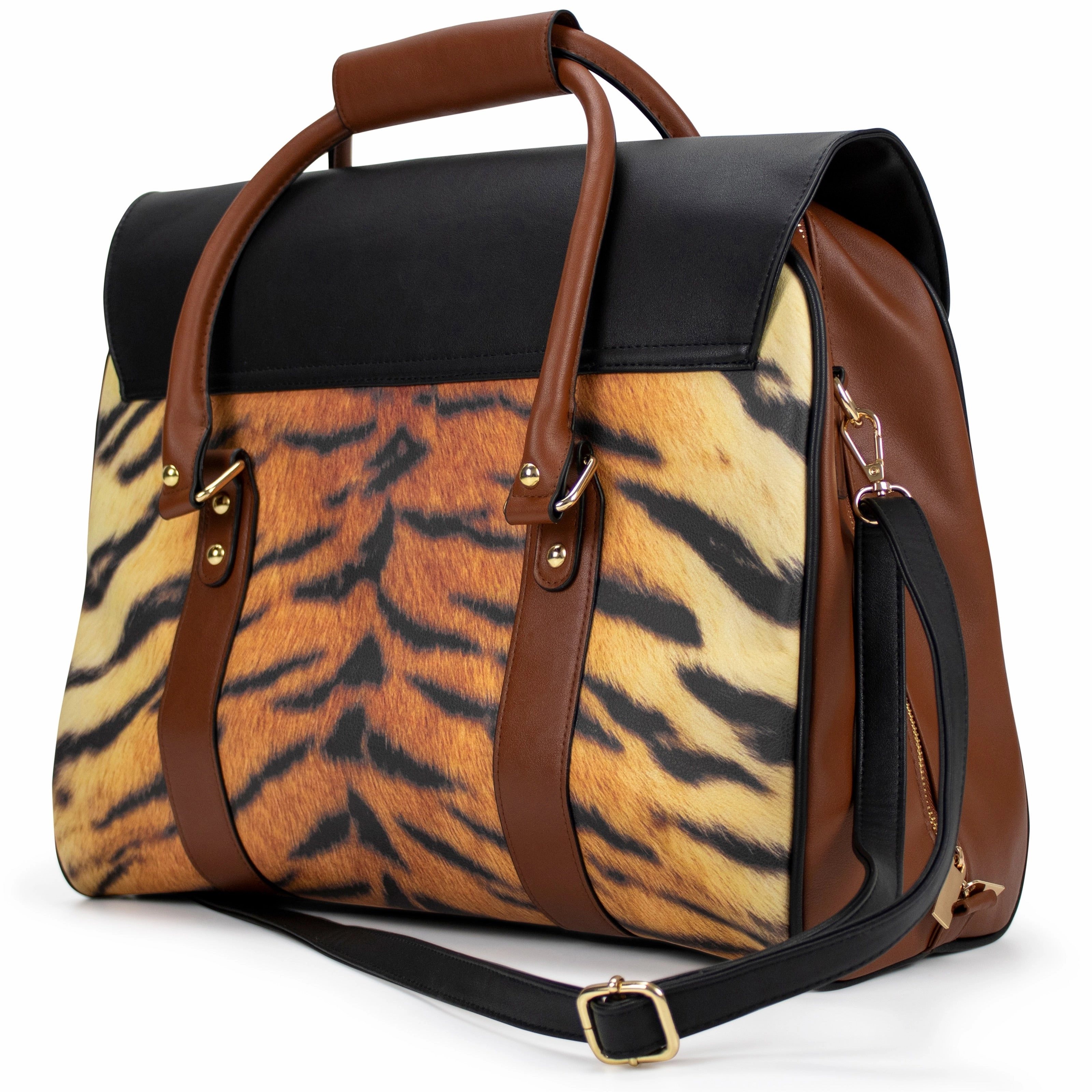 Badgley Mischka Leopard Vegan Leather Weekender Tote Bag