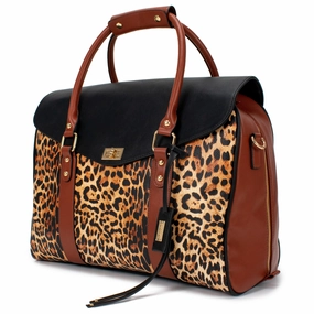 Badgley Mischka Leopard Vegan Leather Weekender Tote Bag