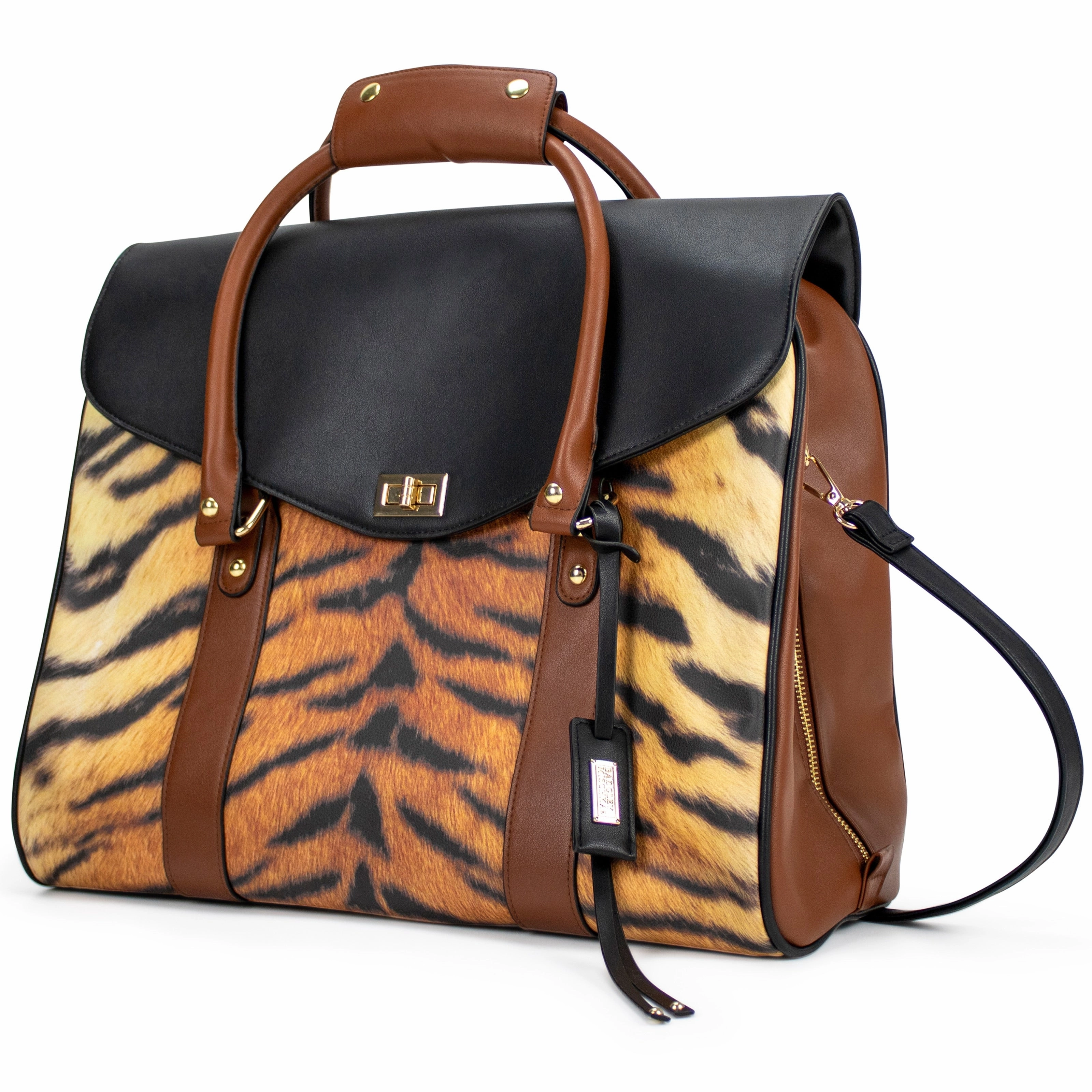 Badgley Mischka Leopard Vegan Leather Weekender Tote Bag