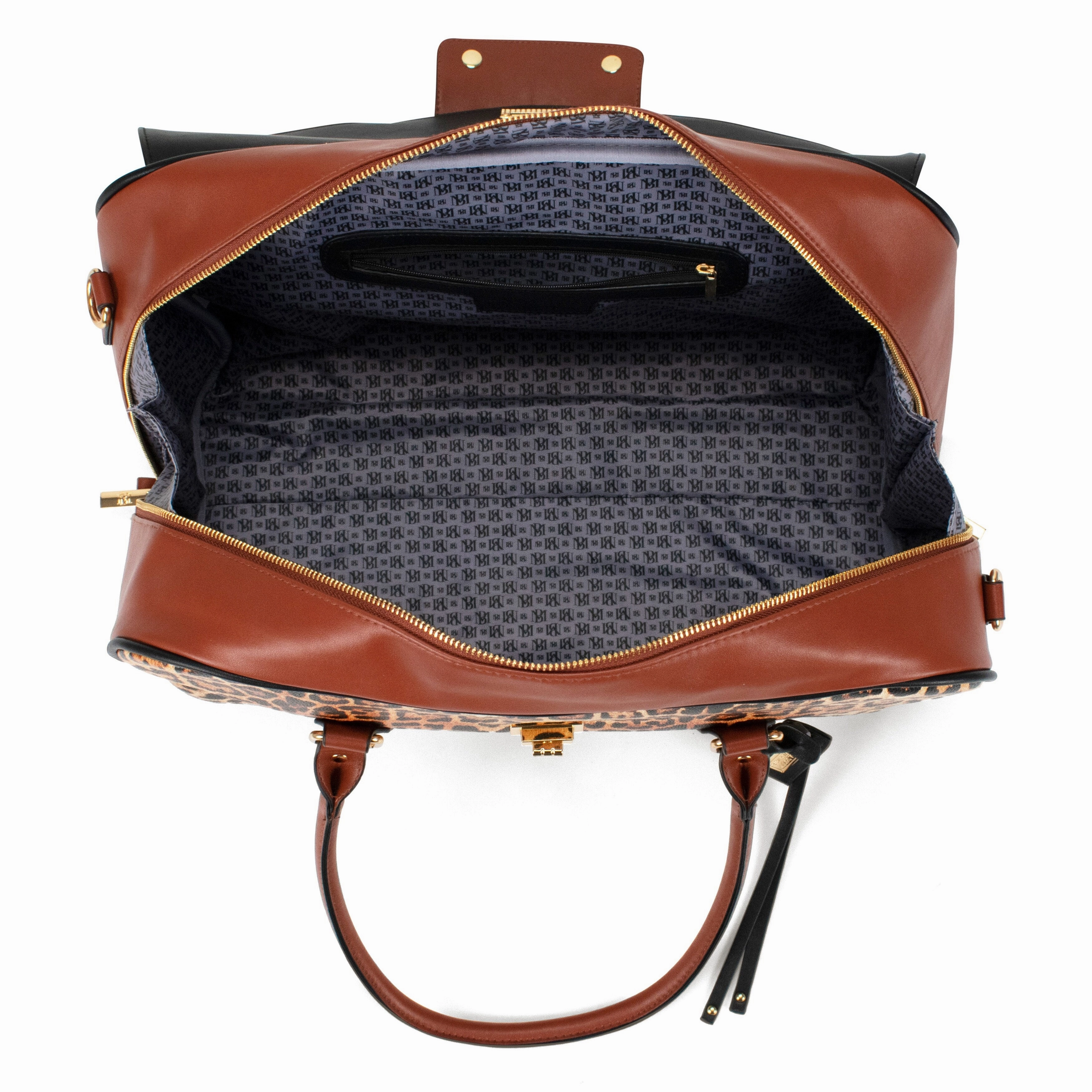 Badgley Mischka Leopard Vegan Leather Weekender Tote Bag
