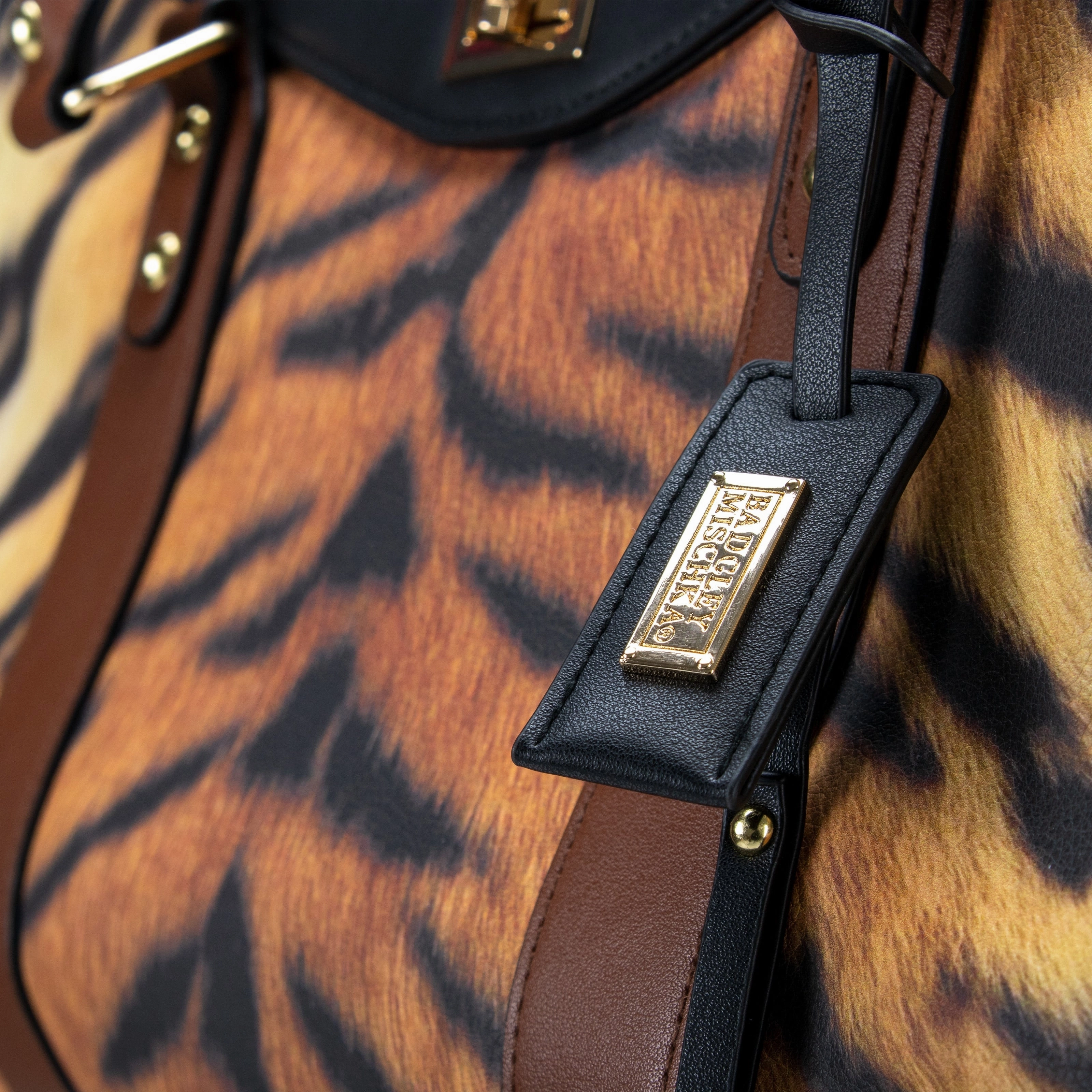 Badgley Mischka Leopard Vegan Leather Weekender Tote Bag