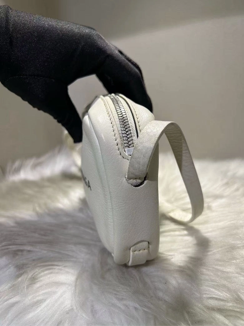 Balenciaga Strap Leather White Crossbody Bag