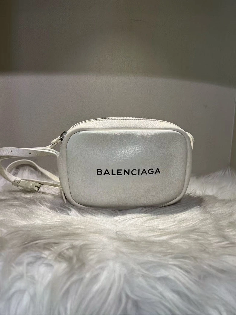 Balenciaga Strap Leather White Crossbody Bag