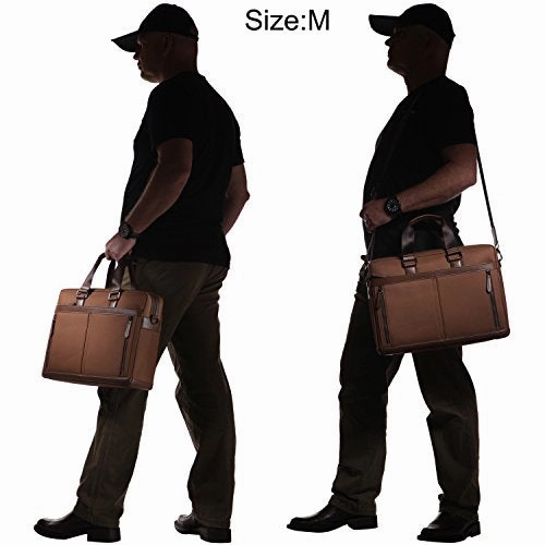 BANUCE 15 Inch Laptop Shoulder Bag Waterproof Nylon Messenger Bag Faux Leather Briefcase for Men