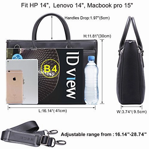 Banuce Mens Black Waterproof Nylon 14" Laptop Messenger Bag Business Briefcase A4 Shoulder Tote