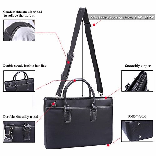 Banuce Mens Black Waterproof Nylon 14" Laptop Messenger Bag Business Briefcase A4 Shoulder Tote