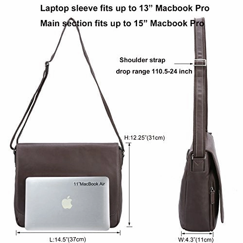 Banuce Vintage Soft Top Grain Leather Messenger Bag for Men Business Briefcase a4 Work 14 Inch