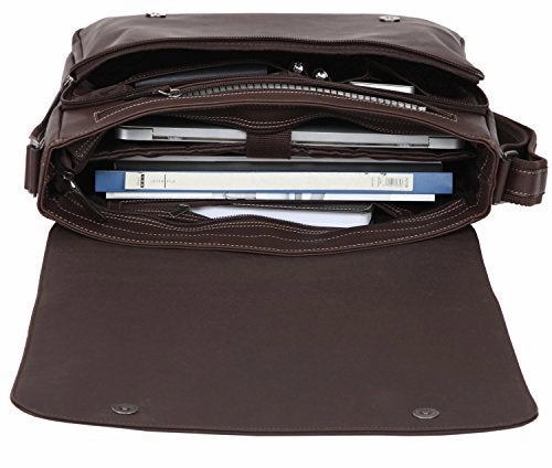 Banuce Vintage Soft Top Grain Leather Messenger Bag for Men Business Briefcase a4 Work 14 Inch
