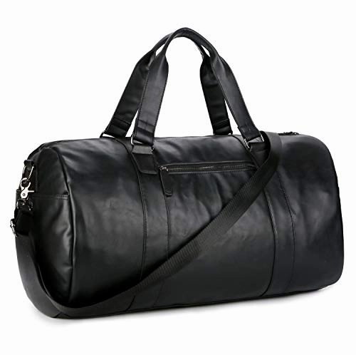 Baosha Hb-02 Pu Leather Travel Bag Weekender Overnight Bag Carry On For Men (Black)