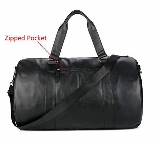 Baosha Hb-02 Pu Leather Travel Bag Weekender Overnight Bag Carry On For Men (Black)