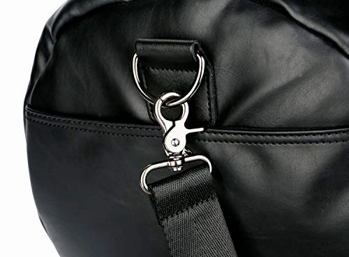 Baosha Hb-02 Pu Leather Travel Bag Weekender Overnight Bag Carry On For Men (Black)