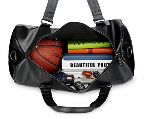 Baosha Hb-02 Pu Leather Travel Bag Weekender Overnight Bag Carry On For Men (Black)