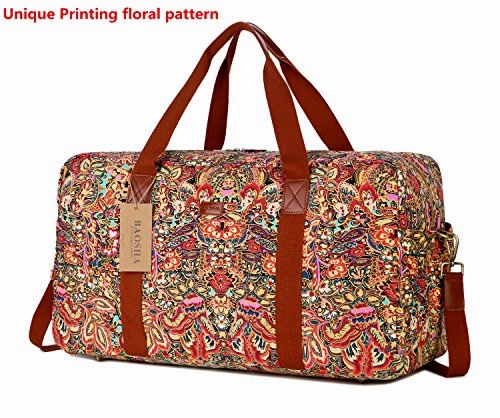 Baosha Hb-32 Canvas Travel Duffel Bag Weekender Overnight Bag Carry On Oversized For Ladies Women