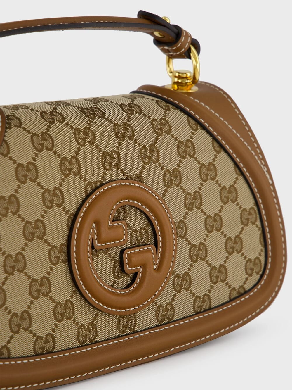 Beige and Dark Brown Blondie Small Top Handle Bag