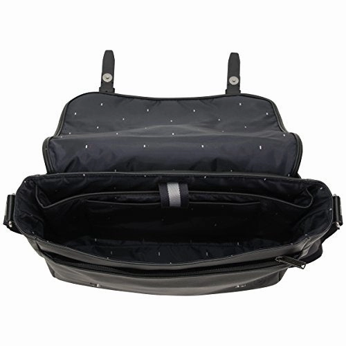 Ben Sherman Faux Leather Flapover 15.0" Computer Laptop Messenger Bag, Black, One Size