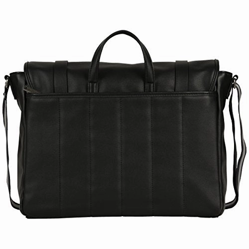 Ben Sherman Faux Leather Flapover 15.0" Computer Laptop Messenger Bag, Black, One Size