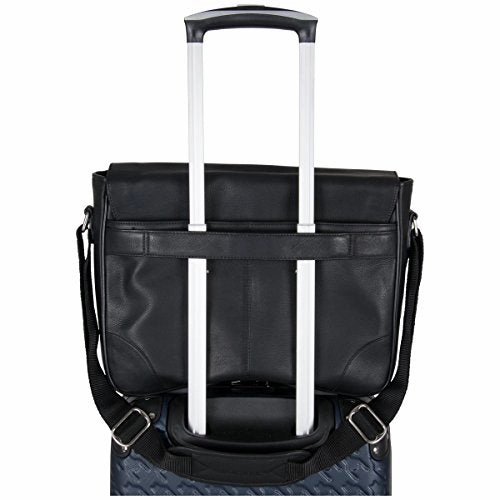 Ben Sherman Leather Single Compartment 15" Laptop Messenger Bag (RFID), Black