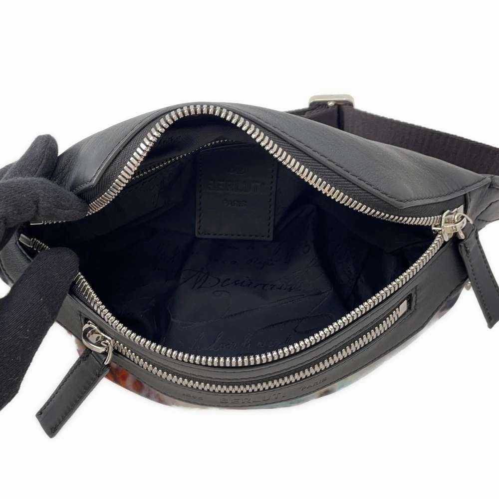 Berluti Crossbody Bag Black/White/Multicolor Leather Nylon