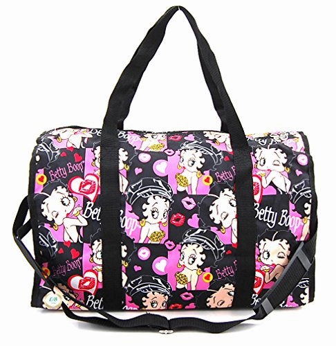 Betty Boop Large Duffel Bag, Durable Microfiber (black w/o Hook)