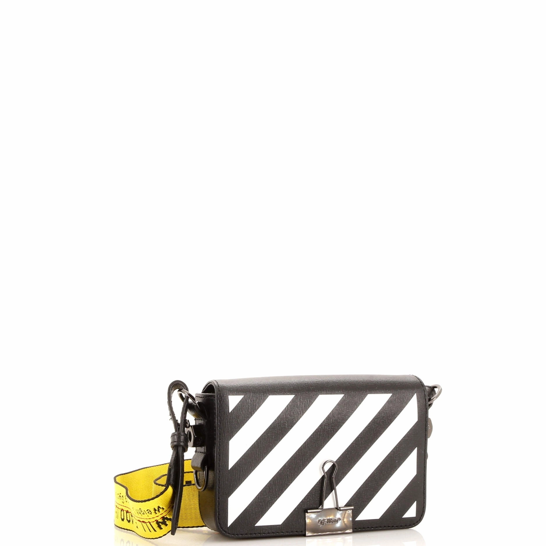 Binder Clip Flap Bag Striped Leather Mini