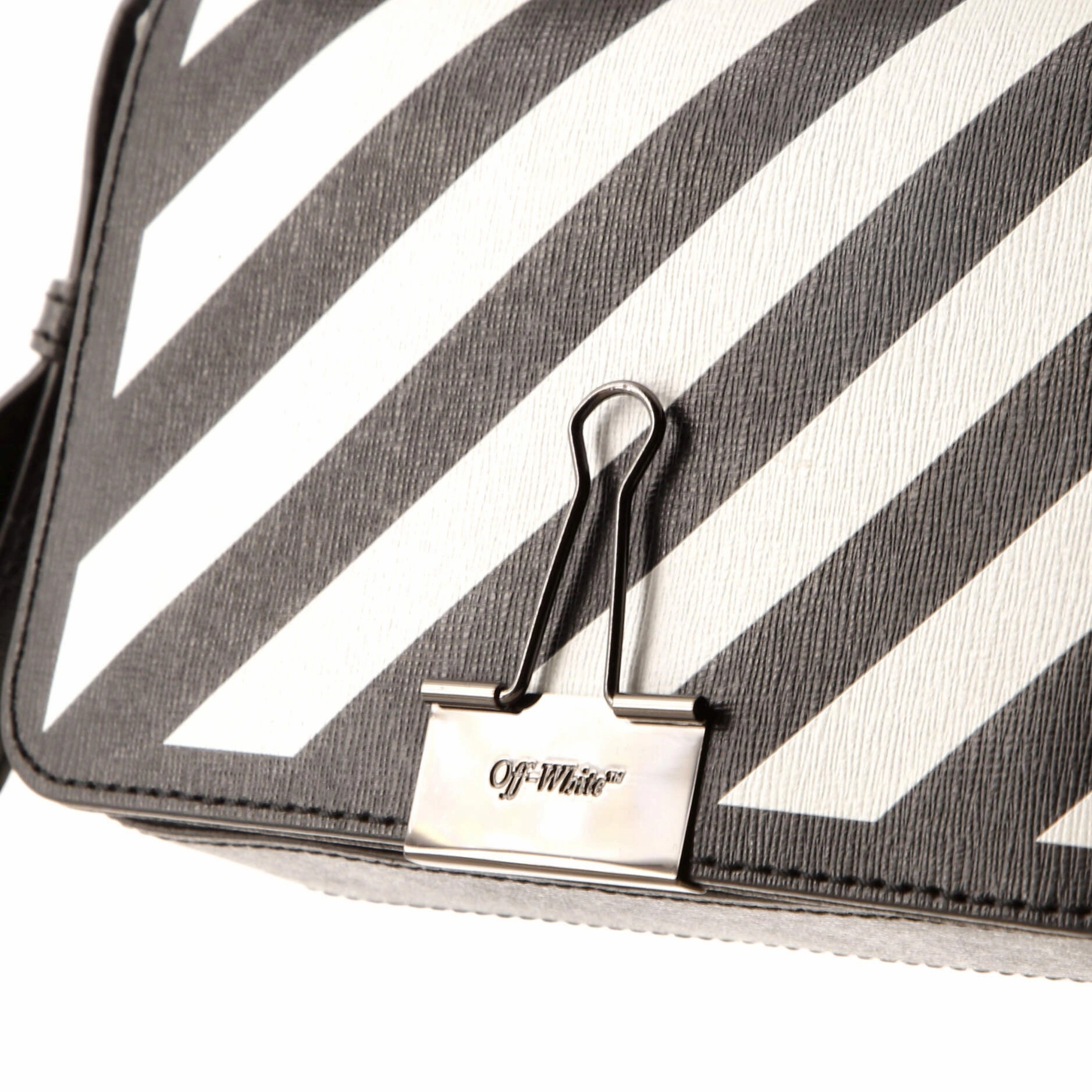 Binder Clip Flap Bag Striped Leather Mini