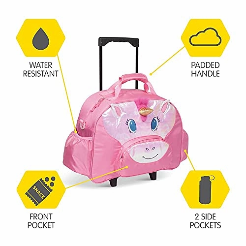 Bixbee Kids Rolling Suitcase and Backpack Set, Shark Luggage for Girls & Boys with Wheels, Telescoping Handle, Adjustable Straps and Pockets - Carry On Bag & Backpack for Airport & Travel Set of 2