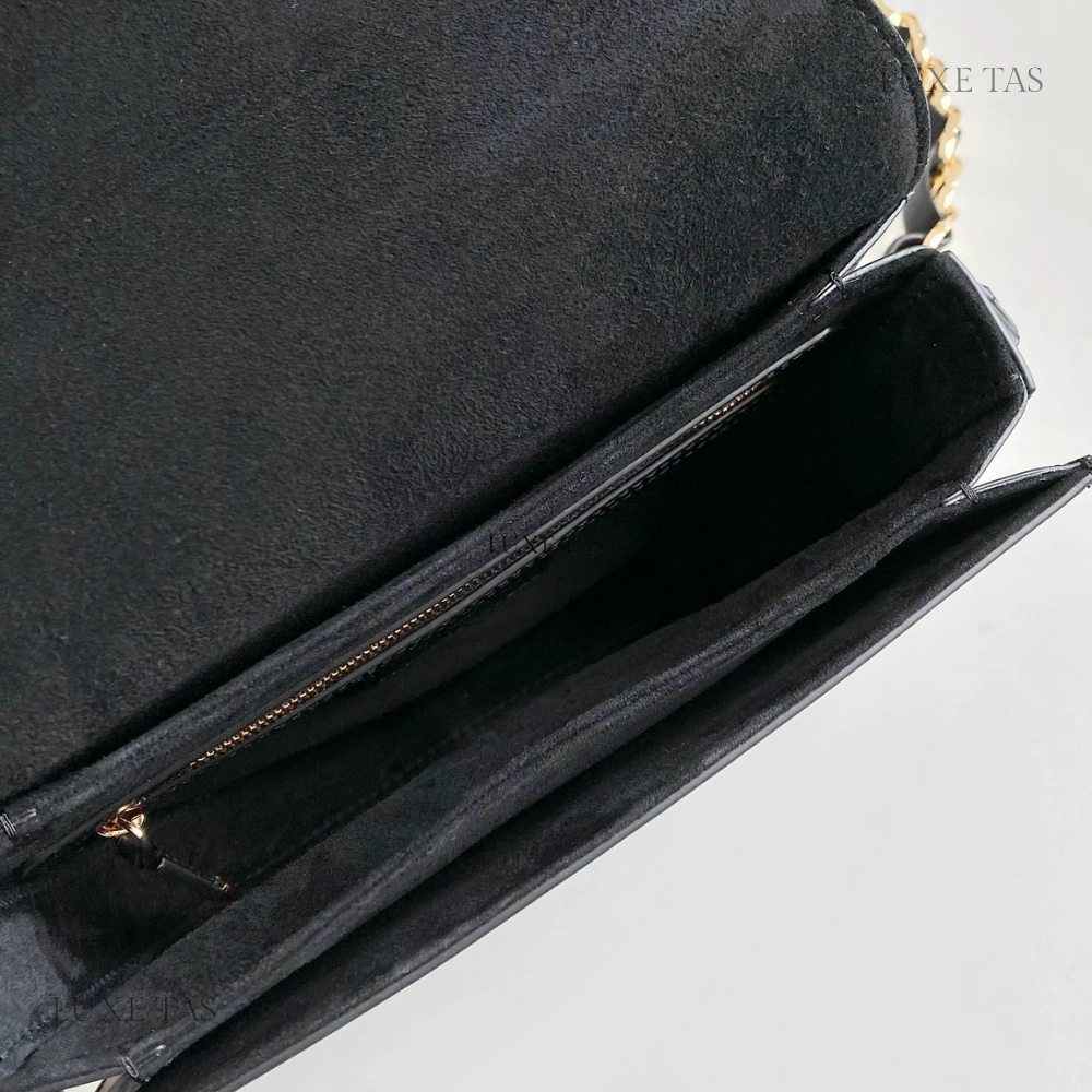 Black CD Signature Bag With Strap Leather Crossbody Bag for Women