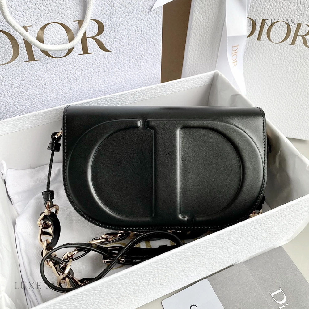 Black CD Signature Bag With Strap Leather Crossbody Bag for Women