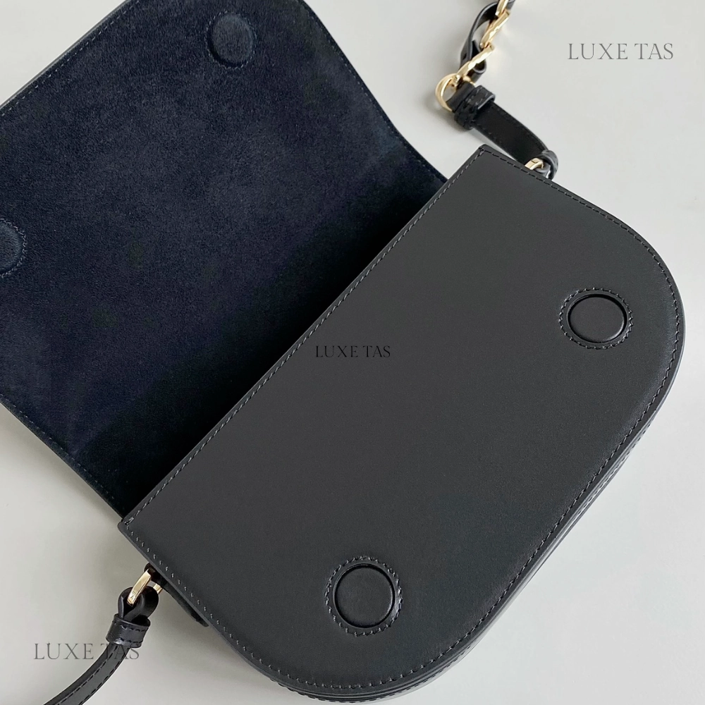 Black CD Signature Bag With Strap Leather Crossbody Bag for Women