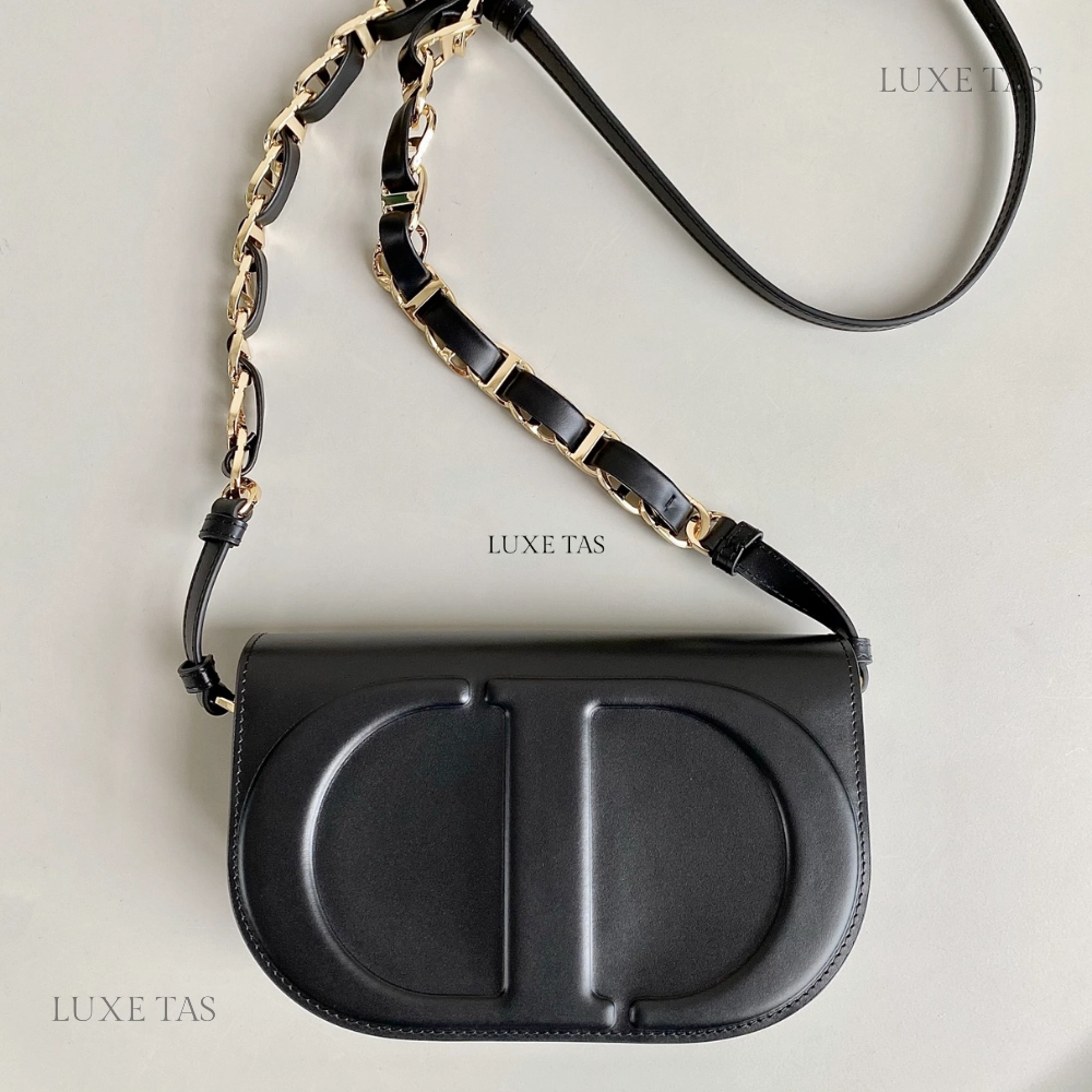 Black CD Signature Bag With Strap Leather Crossbody Bag for Women
