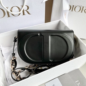 Black CD Signature Bag With Strap Leather Crossbody Bag for Women