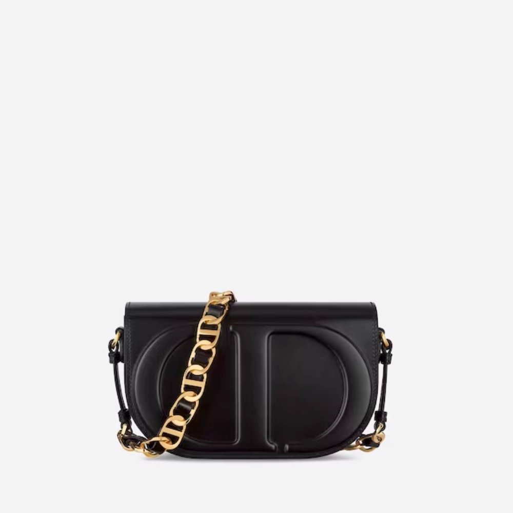 Black CD Signature Bag With Strap Leather Crossbody Bag for Women