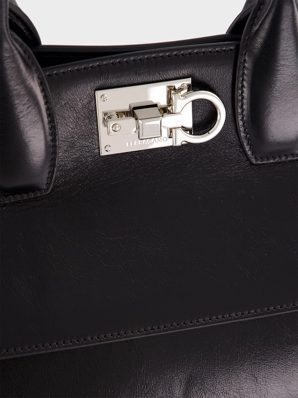 Black Leather Medium Handbag
