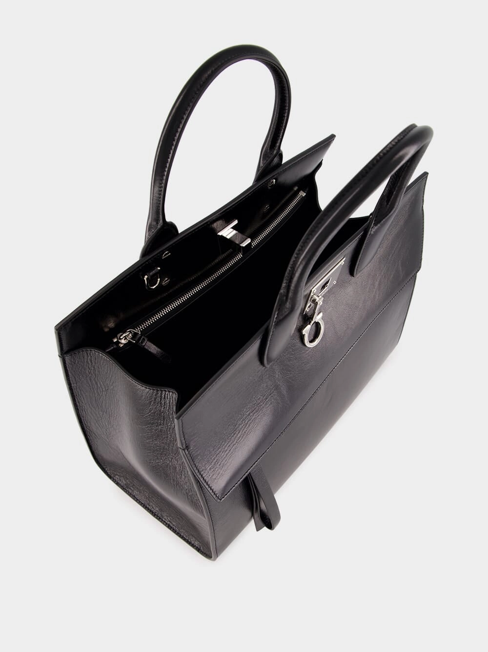 Black Leather Medium Handbag