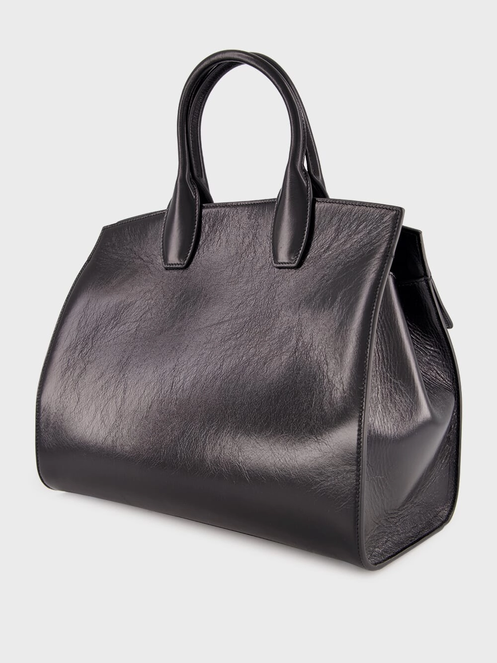 Black Leather Medium Handbag