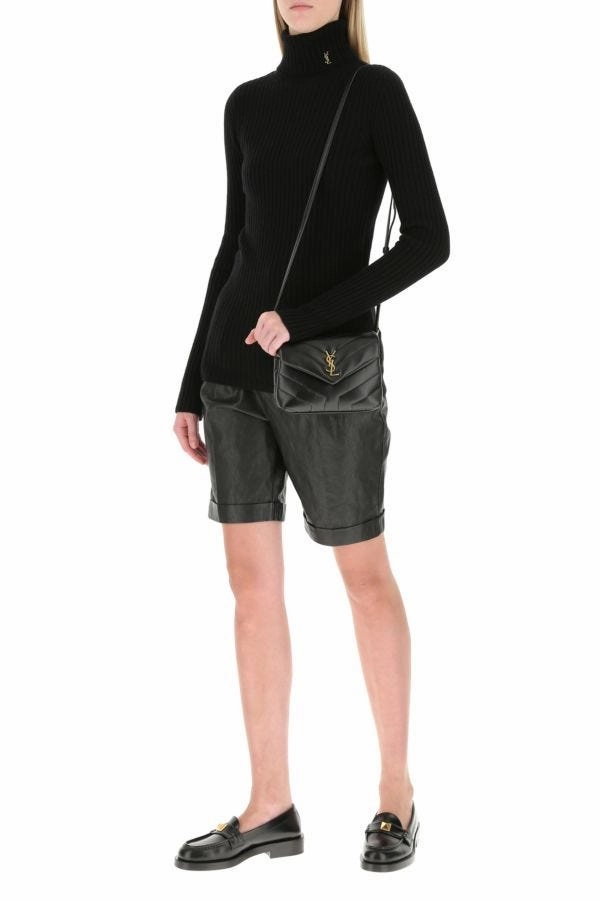 Black leather toy Loulou crossbody bag