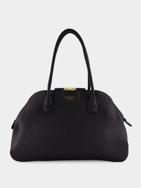 Black Medium Leather Tote Bag