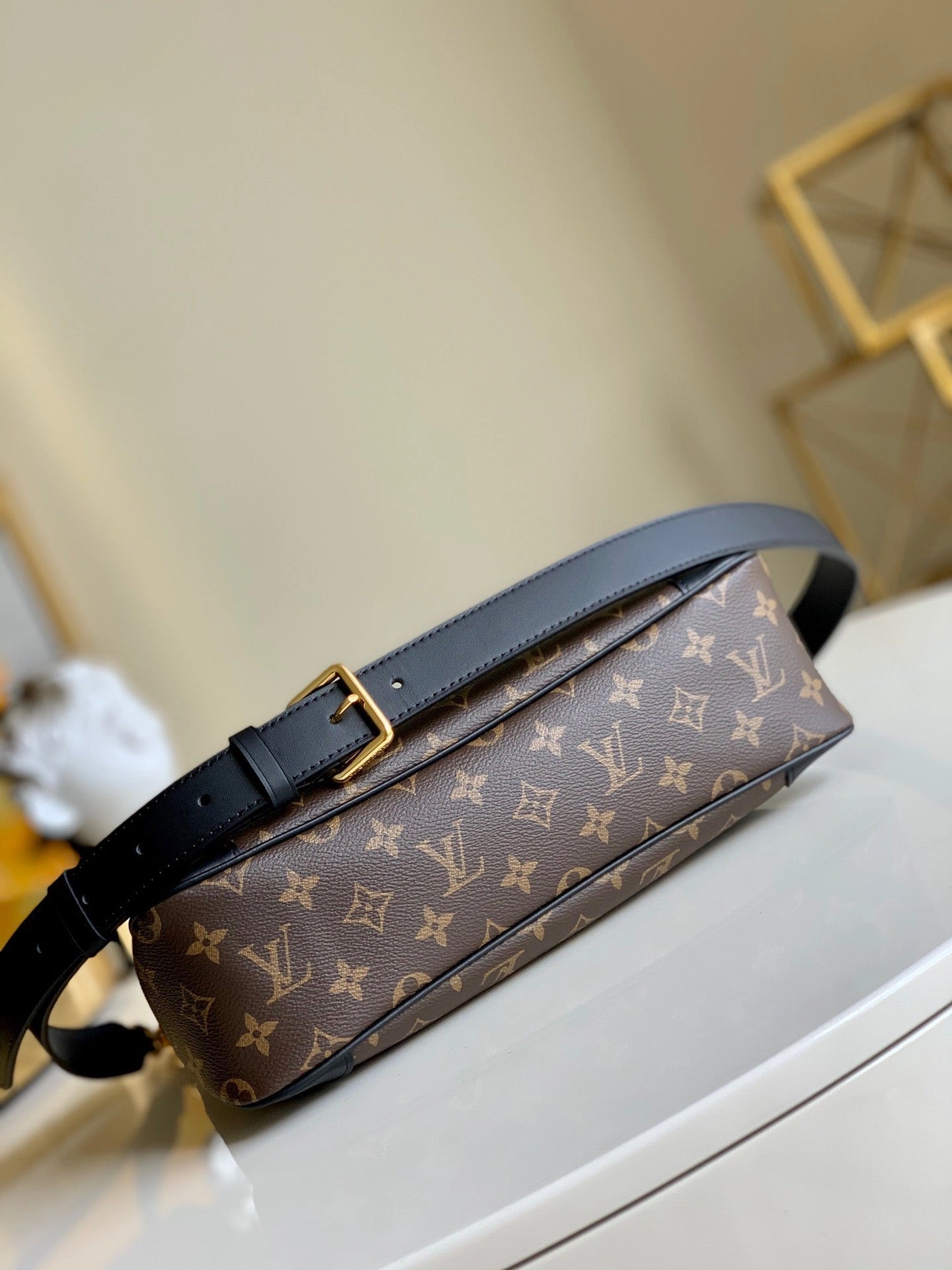 Black Monogram Odon MM Bag Leather Crossbody Bag for Women