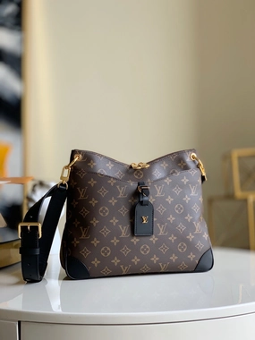 Black Monogram Odon MM Bag Leather Crossbody Bag for Women
