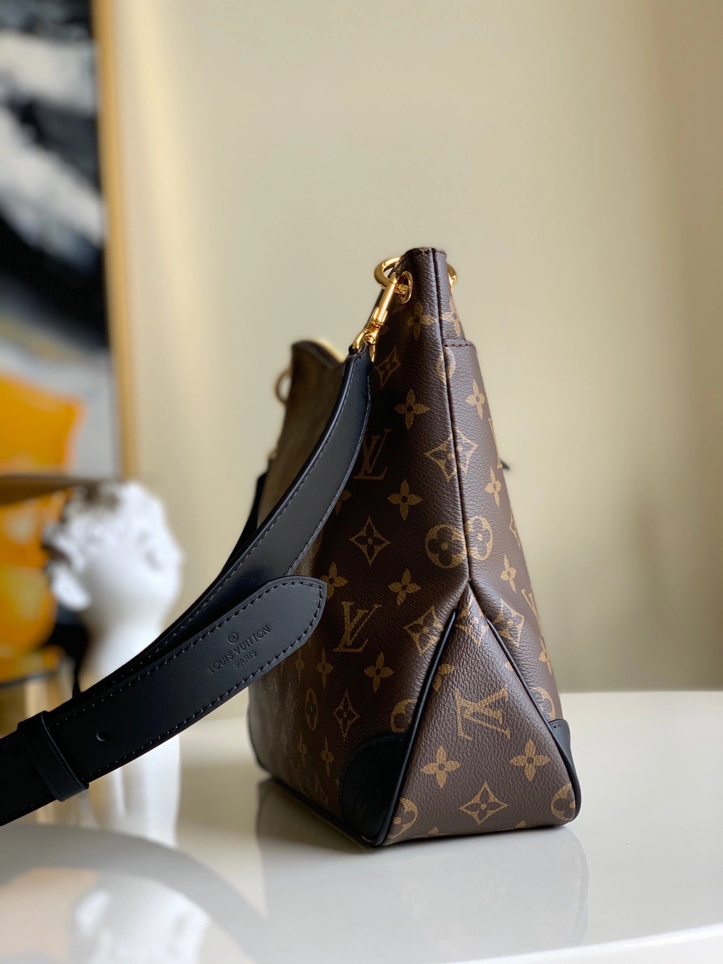 Black Monogram Odon MM Bag Leather Crossbody Bag for Women