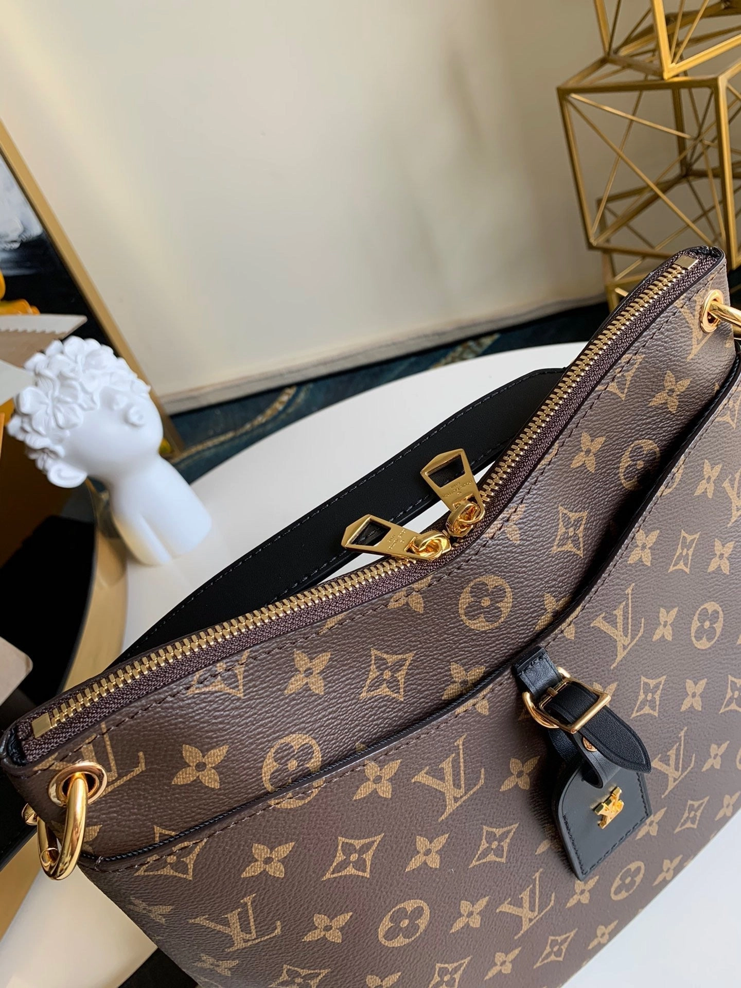 Black Monogram Odon MM Bag Leather Crossbody Bag for Women
