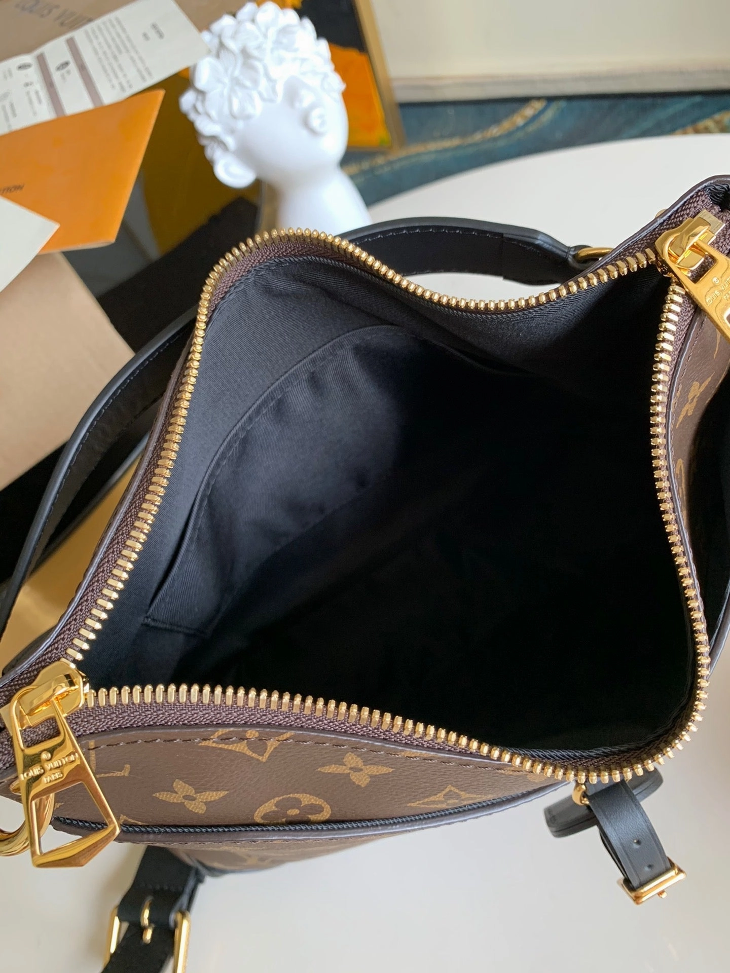 Black Monogram Odon MM Bag Leather Crossbody Bag for Women